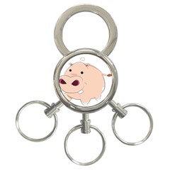 Happy Cartoon Baby Hippo 3-ring Key Chains