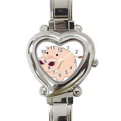 Happy Cartoon Baby Hippo Heart Italian Charm Watch by Catifornia