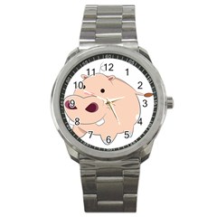 Happy Cartoon Baby Hippo Sport Metal Watch by Catifornia