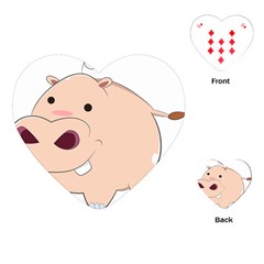 Happy Cartoon Baby Hippo Playing Cards (heart)  by Catifornia