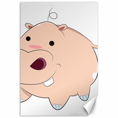 Happy Cartoon Baby Hippo Canvas 12  X 18   by Catifornia