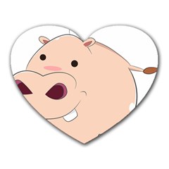 Happy Cartoon Baby Hippo Heart Mousepads by Catifornia