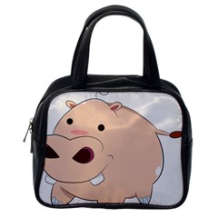 Happy Cartoon Baby Hippo Classic Handbags (one Side) by Catifornia
