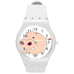Happy Cartoon Baby Hippo Round Plastic Sport Watch (m) by Catifornia