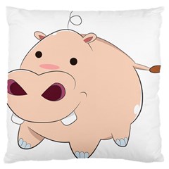Happy Cartoon Baby Hippo Large Cushion Case (one Side) by Catifornia