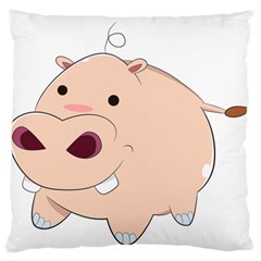 Happy Cartoon Baby Hippo Large Flano Cushion Case (one Side) by Catifornia