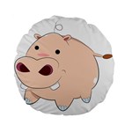 Happy Cartoon Baby Hippo Standard 15  Premium Flano Round Cushions Back