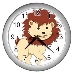 Happy Cartoon Baby Lion Wall Clocks (silver)  by Catifornia