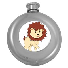 Happy Cartoon Baby Lion Round Hip Flask (5 Oz) by Catifornia