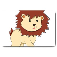 Happy Cartoon Baby Lion Large Doormat  by Catifornia