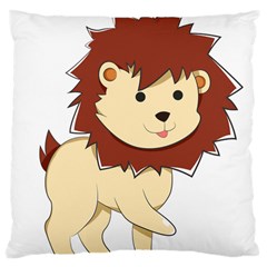 Happy Cartoon Baby Lion Large Cushion Case (one Side) by Catifornia