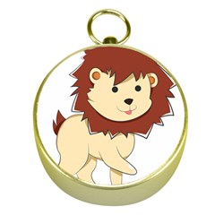 Happy Cartoon Baby Lion Gold Compasses by Catifornia