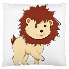 Happy Cartoon Baby Lion Large Flano Cushion Case (one Side) by Catifornia