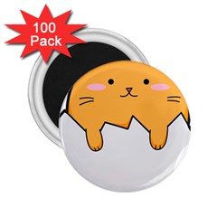 Yellow Cat Egg 2 25  Magnets (100 Pack) 