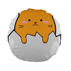 Yellow Cat Egg Standard 15  Premium Flano Round Cushions by Catifornia