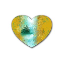 Turquoise River Rubber Coaster (heart)  by digitaldivadesigns