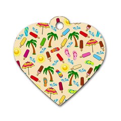 Beach Pattern Dog Tag Heart (one Side) by Valentinaart