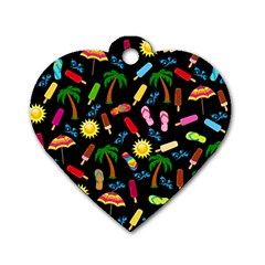 Beach Pattern Dog Tag Heart (one Side) by Valentinaart