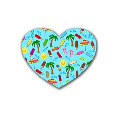 Beach Pattern Heart Coaster (4 Pack)  by Valentinaart