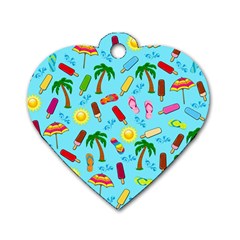 Beach Pattern Dog Tag Heart (two Sides) by Valentinaart