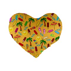 Beach Pattern Standard 16  Premium Flano Heart Shape Cushions by Valentinaart