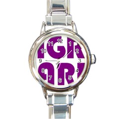 Migraine Warrior with Ribbon Round Italian Charm Watch