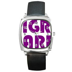 Migraine Warrior with Ribbon Square Metal Watch