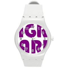 Migraine Warrior With Ribbon Round Plastic Sport Watch (m) by MigraineursHideout