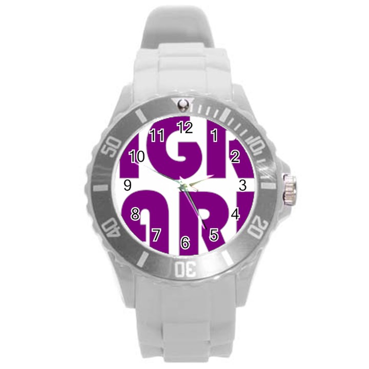 Migraine Warrior with Ribbon Round Plastic Sport Watch (L)