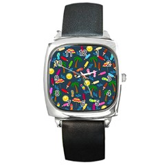 Beach Pattern Square Metal Watch