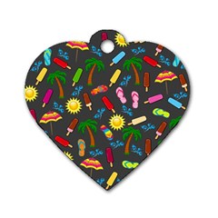 Beach Pattern Dog Tag Heart (one Side) by Valentinaart