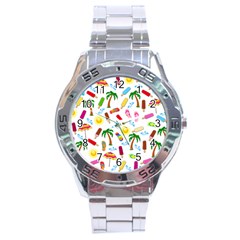 Beach Pattern Stainless Steel Analogue Watch by Valentinaart