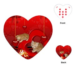 Cute, Playing Kitten With Hearts Playing Cards (heart)  by FantasyWorld7
