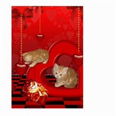 Cute, Playing Kitten With Hearts Large Garden Flag (two Sides) by FantasyWorld7