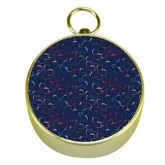 Colorful Floral Patterns Gold Compasses by berwies
