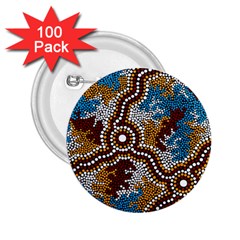 Aboriginal Art – Wetland Dreaming 2 25  Buttons (100 Pack) 