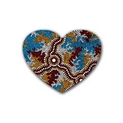 Aboriginal Art – Wetland Dreaming Rubber Coaster (heart) 