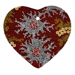 Aboriginal Art – Riverside Dreaming Heart Ornament (two Sides)