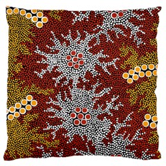 Aboriginal Art – Riverside Dreaming Standard Flano Cushion Case (one Side) by hogartharts