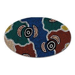 Aboriginal Art - Riverside Dreaming Oval Magnet by hogartharts