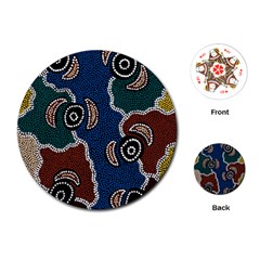 Aboriginal Art - Riverside Dreaming Playing Cards (round) 