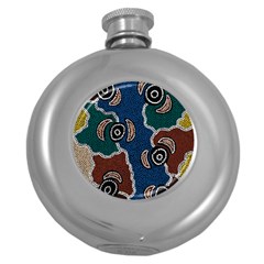 Aboriginal Art - Riverside Dreaming Round Hip Flask (5 Oz) by hogartharts