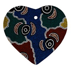 Aboriginal Art - Riverside Dreaming Heart Ornament (two Sides)
