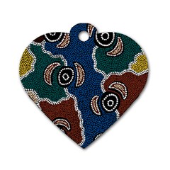 Aboriginal Art - Riverside Dreaming Dog Tag Heart (one Side)