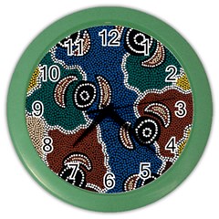 Aboriginal Art - Riverside Dreaming Color Wall Clocks