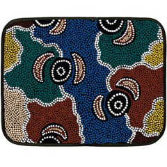 Aboriginal Art - Riverside Dreaming Double Sided Fleece Blanket (mini) 