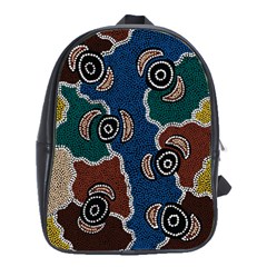 Aboriginal Art - Riverside Dreaming School Bags(large)  by hogartharts