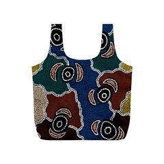 Aboriginal Art - Riverside Dreaming Full Print Recycle Bags (s)  by hogartharts