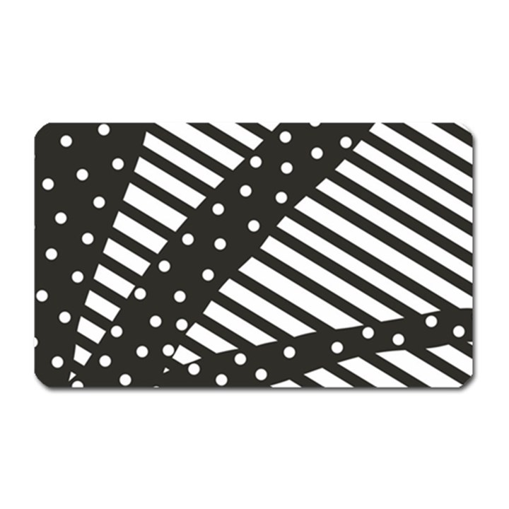 Ambiguous Stripes Line Polka Dots Black Magnet (Rectangular)