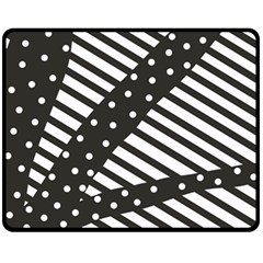 Ambiguous Stripes Line Polka Dots Black Fleece Blanket (medium) 